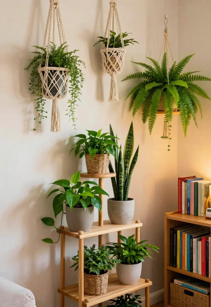 12 Green Dorm Room Ideas with Relaxed Natural Energy 1. Lush Plant Corner 0