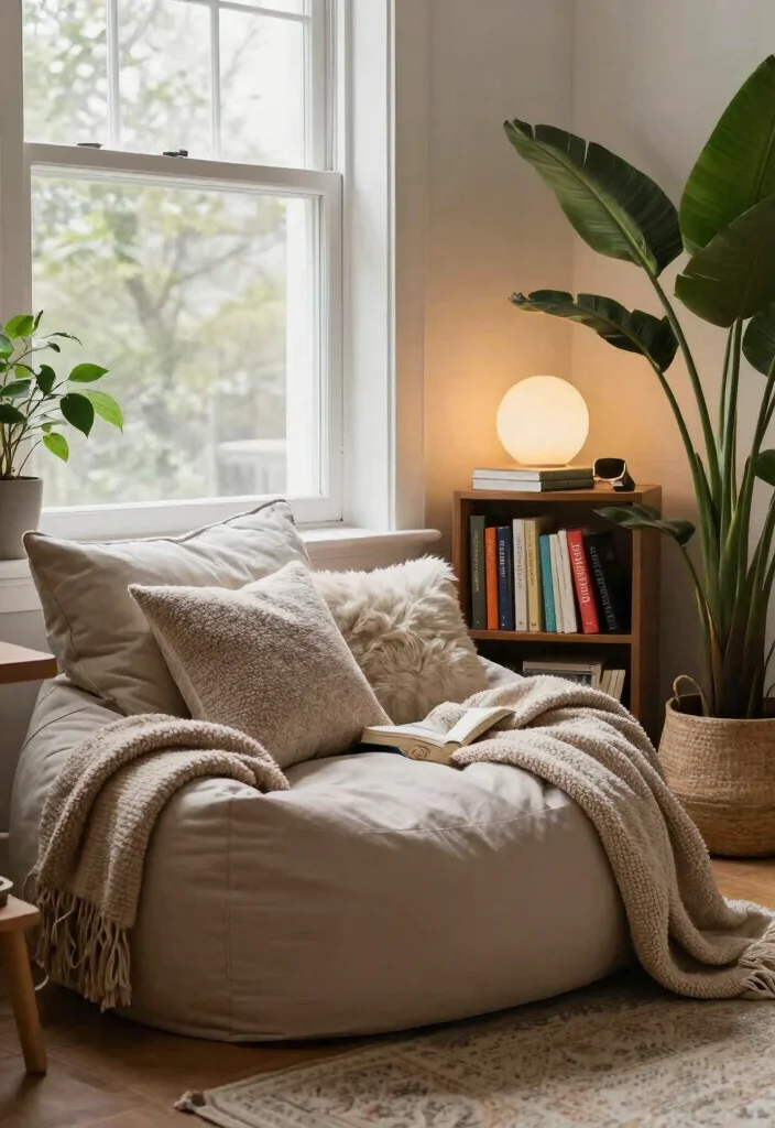 12 Green Dorm Room Ideas with Relaxed Natural Energy 11. Cozy Reading Nook 0