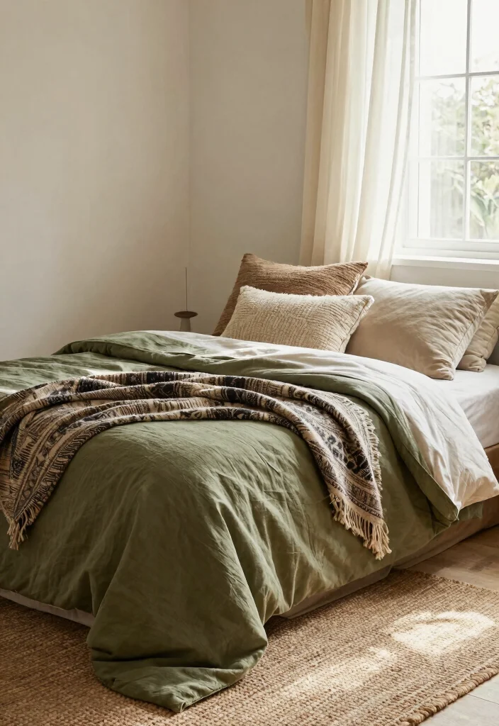 12 Green Dorm Room Ideas with Relaxed Natural Energy 4. Bohemian Textiles 0