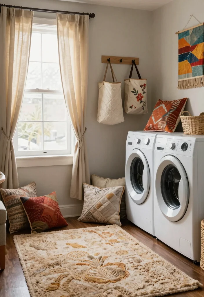 12 Laundry Room Decor Ideas That Feel Warm and Lived In 4. Add Textiles for Comfort 0