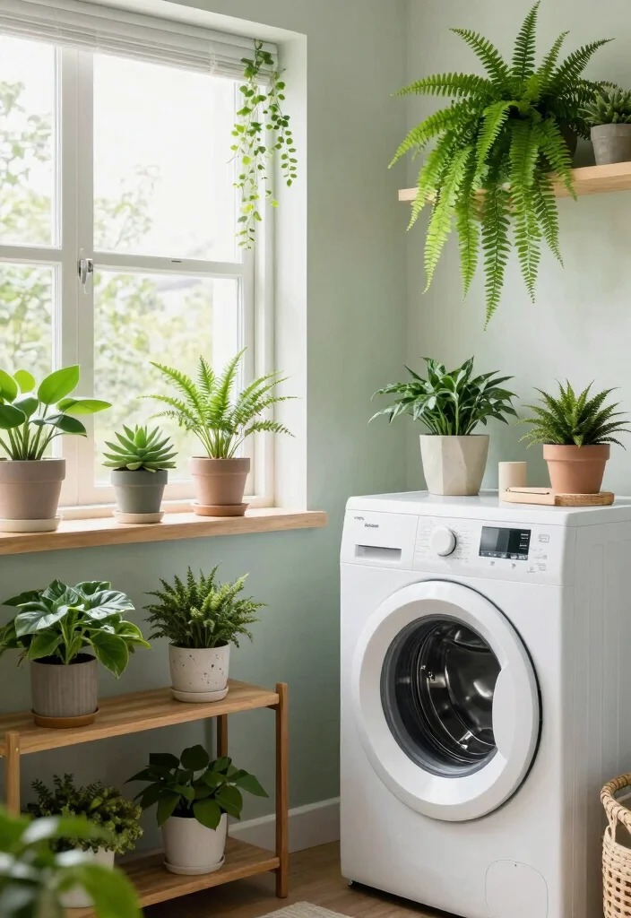 12 Laundry Room Decor Ideas That Feel Warm and Lived In 6. Integrate Greenery for Freshness 0