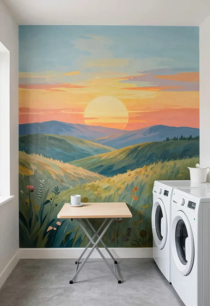 12 Laundry Room Wallpaper Ideas for Subtle Personality 10. Artistic Murals 0