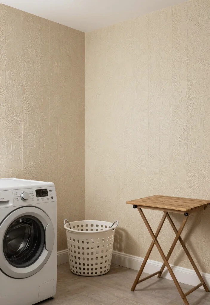12 Laundry Room Wallpaper Ideas for Subtle Personality 11. Textured Wallpaper 0