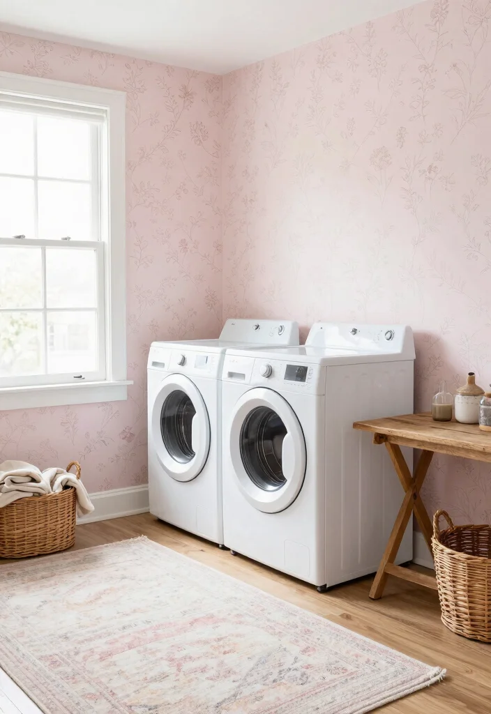 12 Laundry Room Wallpaper Ideas for Subtle Personality 3. Soft Pastels 0