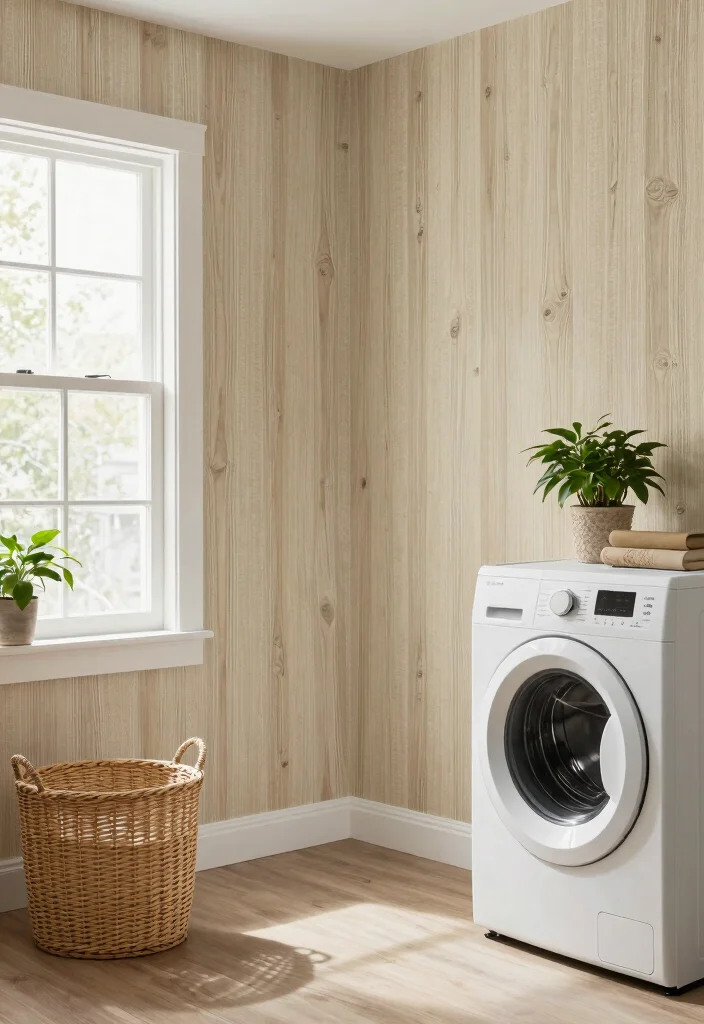 12 Laundry Room Wallpaper Ideas for Subtle Personality 5. Nature Inspired Textures 0