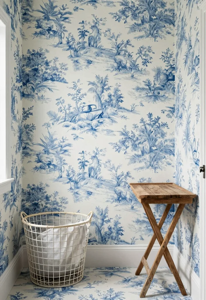 12 Laundry Room Wallpaper Ideas for Subtle Personality 9. Timeless Toile 0
