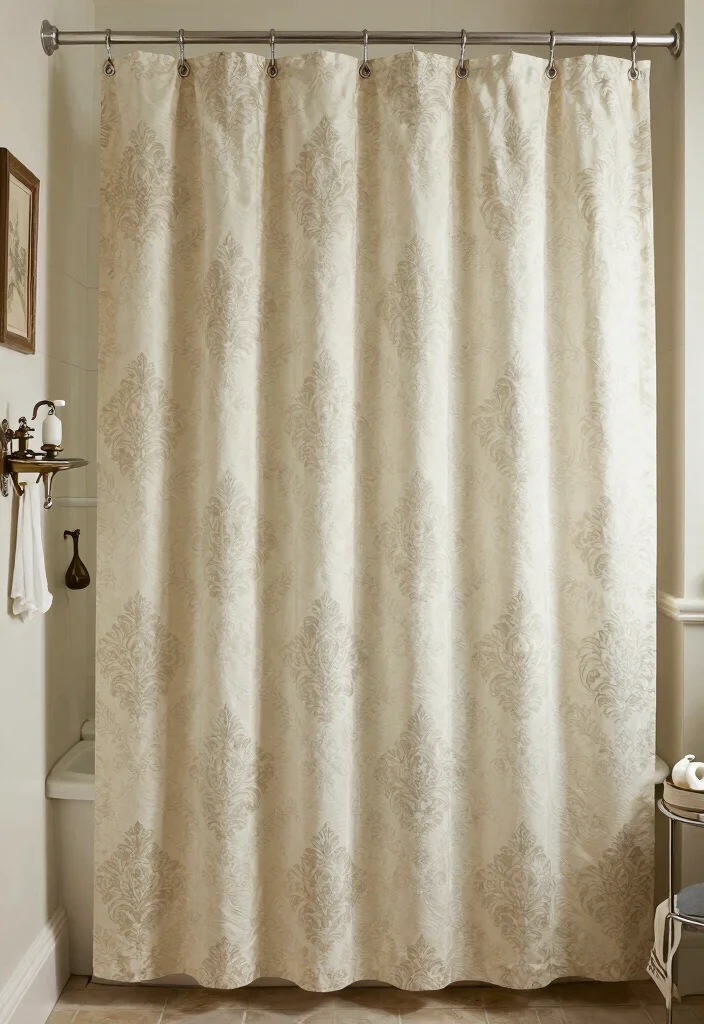 12 Long Shower Curtain Ideas for Spa Like Bathroom Vibes 10. Vintage Charm 0