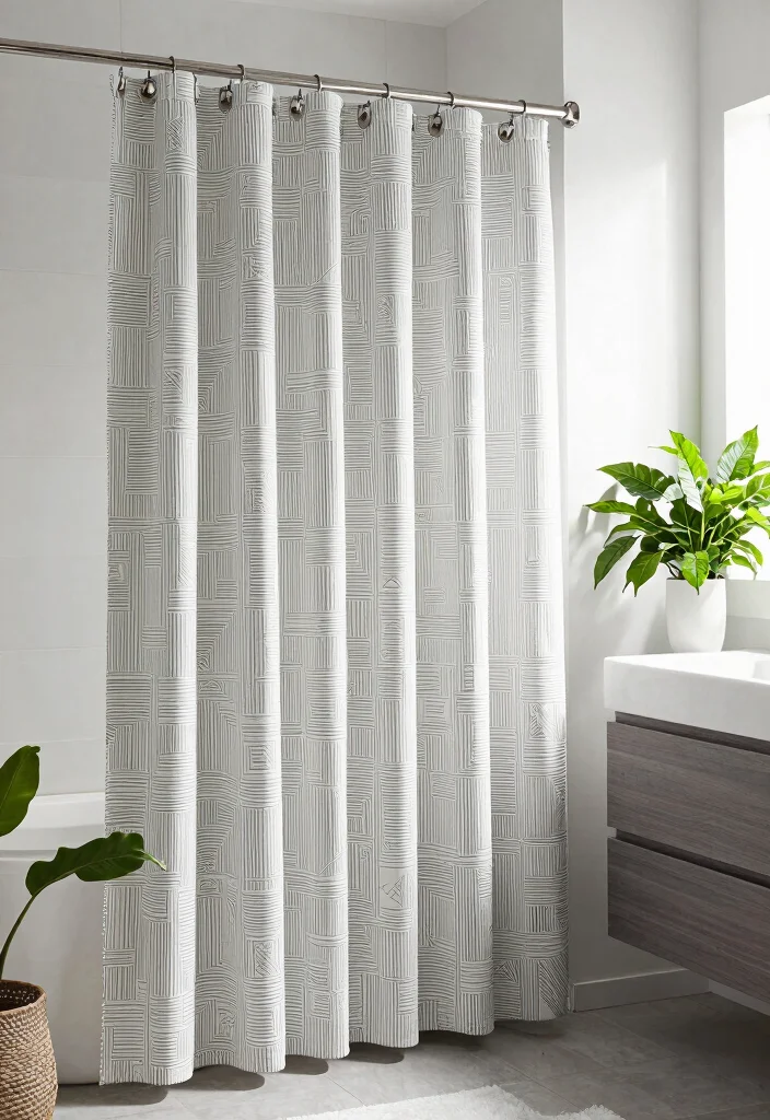 12 Long Shower Curtain Ideas for Spa Like Bathroom Vibes 3. Recycled Polyester Magic 0