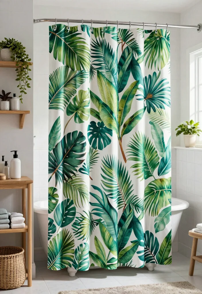 12 Long Shower Curtain Ideas for Spa Like Bathroom Vibes 5. Eco Friendly Prints 0