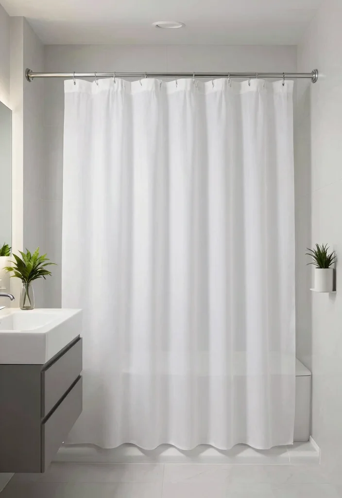 12 Long Shower Curtain Ideas for Spa Like Bathroom Vibes 6. Minimalist Designs 0