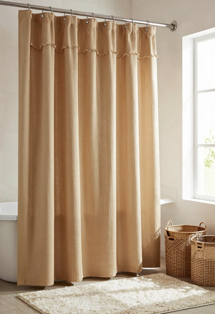 12 Long Shower Curtain Ideas for Spa Like Bathroom Vibes 7. Textured Touches 0