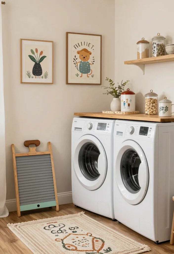 12 Mini Laundry Room Ideas for Apartments and Small Homes 10. Fun Decorative Touches 0