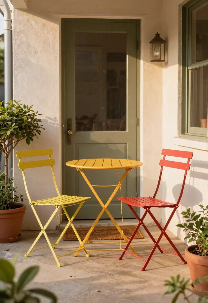 12 Narrow Front Porch Ideas That Use Space Wisely 4. Folding Furniture Wonders 0