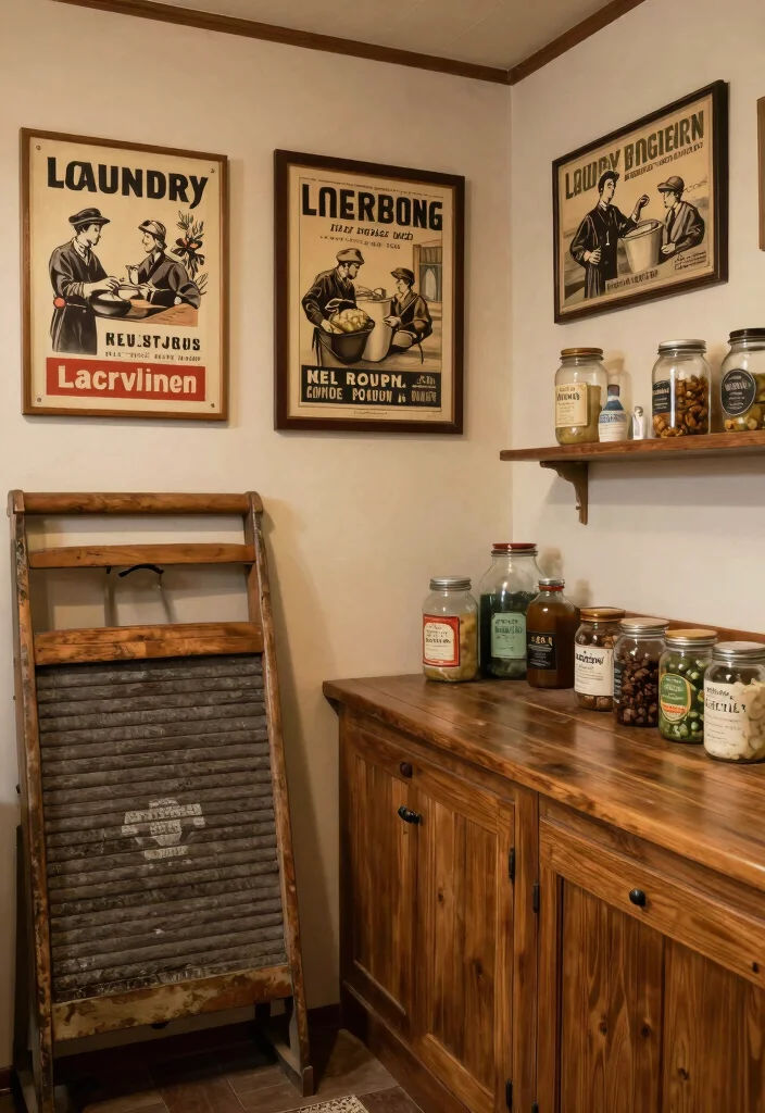 12 Rustic Laundry Room Ideas with Warm Natural Texture 5. Vintage Accents 0