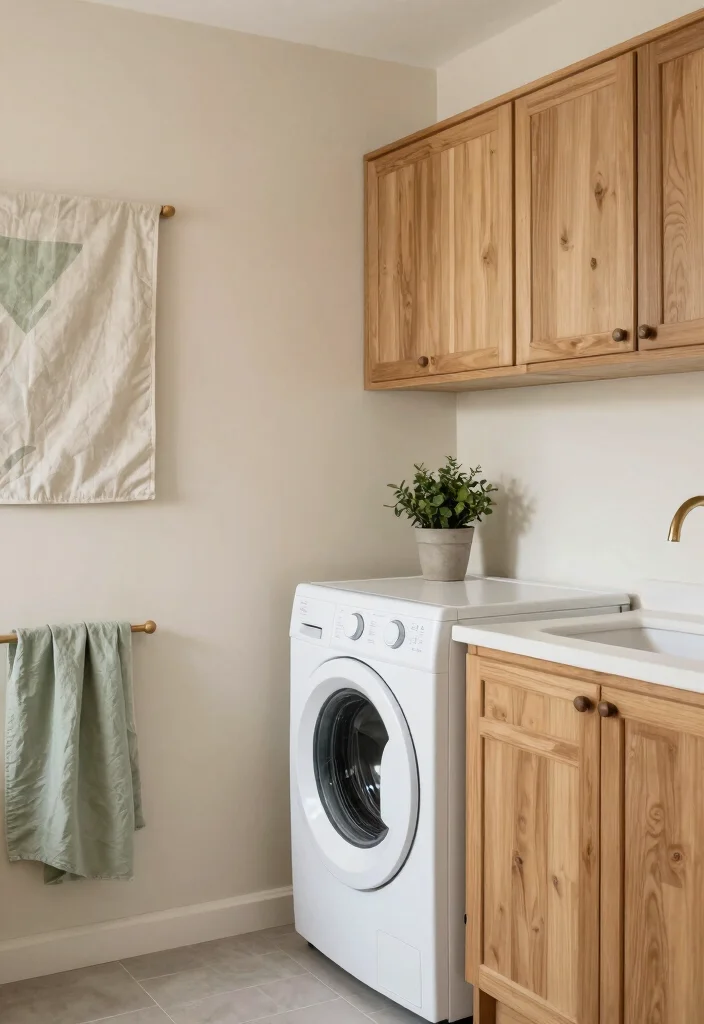 12 Rustic Laundry Room Ideas with Warm Natural Texture 6. Soft Color Palettes 0