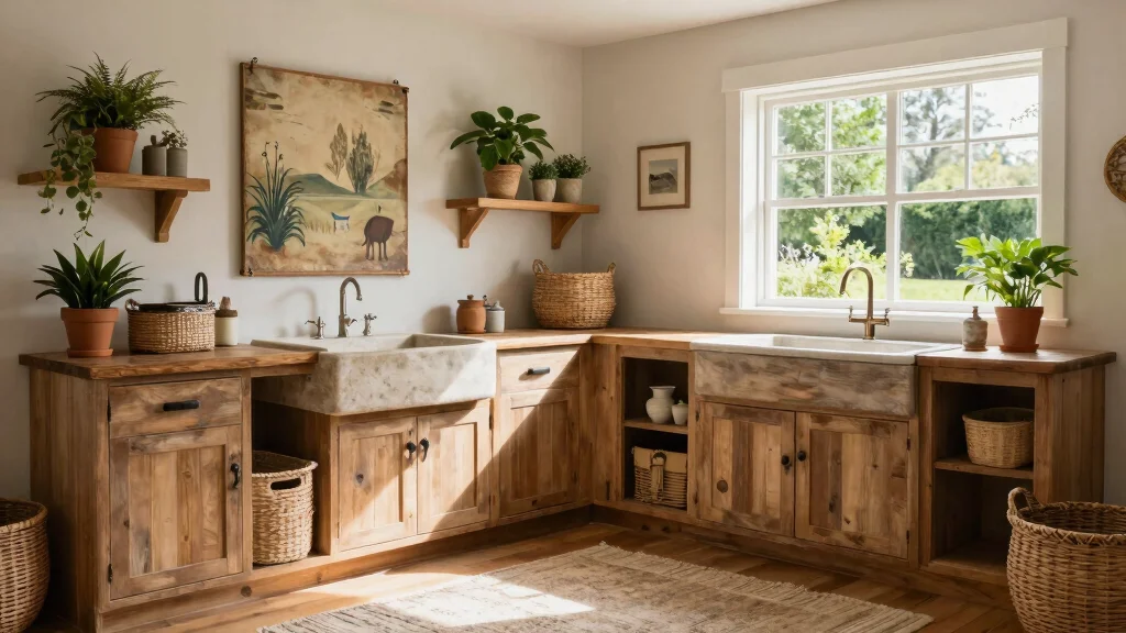 12 Rustic Laundry Room Ideas with Warm Natural Texture