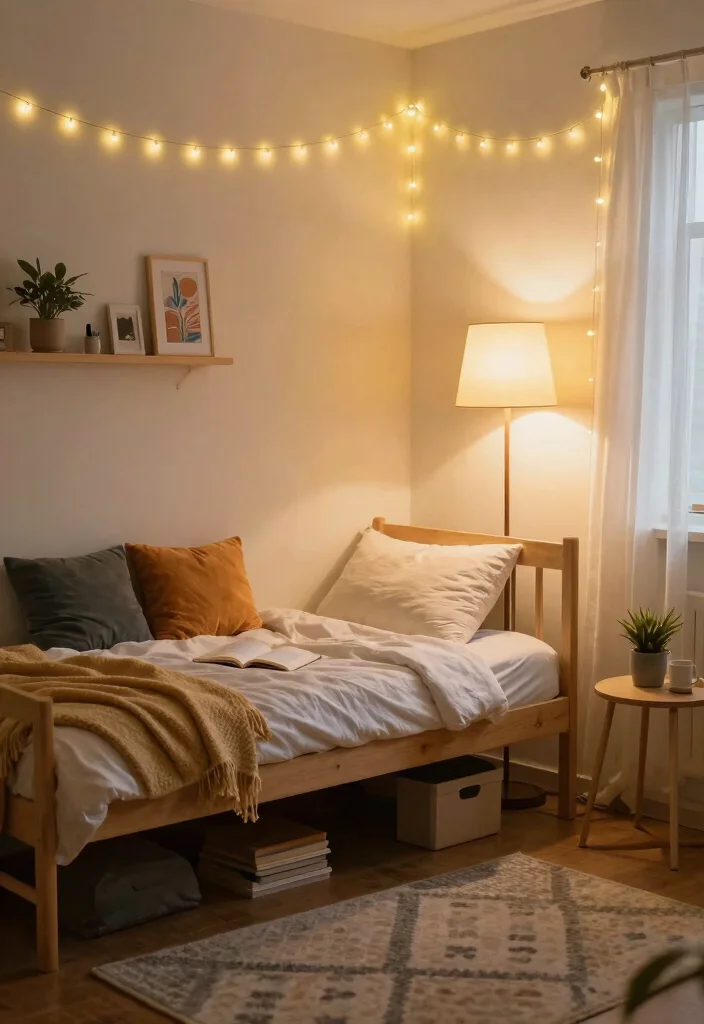 12 Small Dorm Room Ideas That Maximize Space and Comfort 28 12 Small Dorm Room Ideas That Maximize Space and Comfort 8. Creative Lighting Options 0