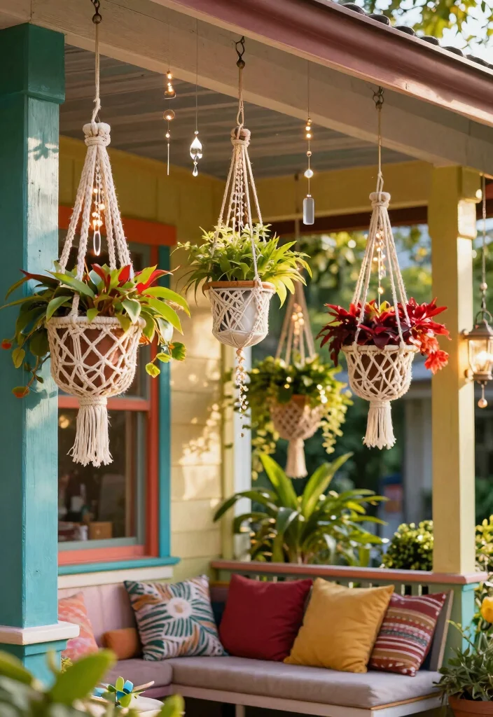 12 Small Front Porch Ideas That Feel Inviting Not Cramped 8. Utilize the Ceiling with Hanging Decor 0