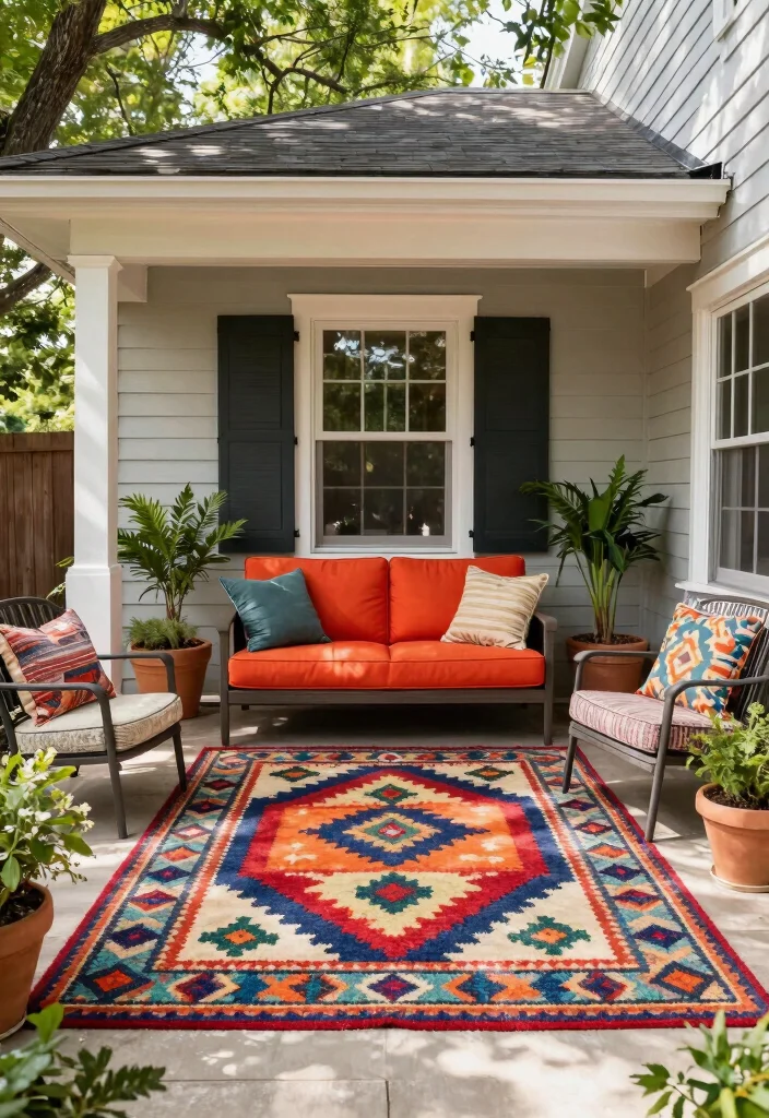12 Small Front Porch Ideas for Urban Dwellings 28 12 Small Front Porch Ideas for Urban Dwellings 8. Stylish Outdoor Rugs 0