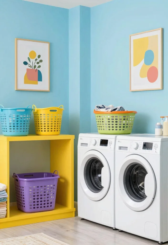 12 Small Laundry Room Ideas Stackable for Tight Layouts 5. Bright and Cheerful Colors 0