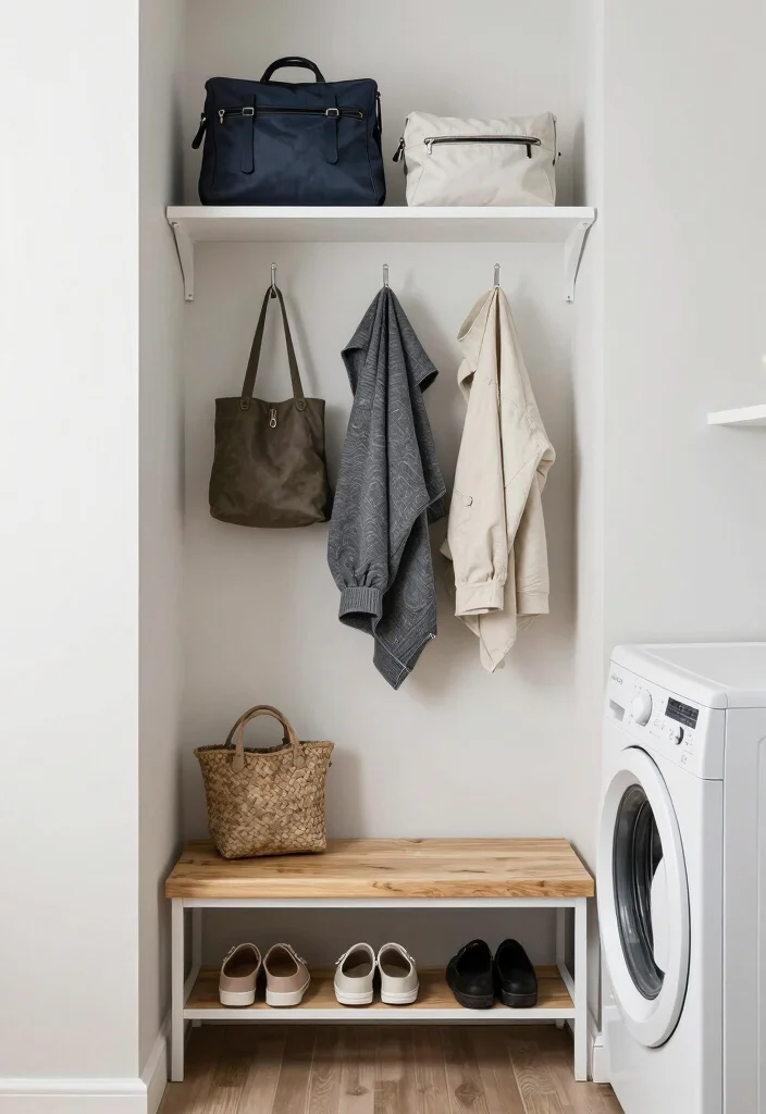 12 Small Laundry Room Ideas That Stay Organized and Bright 10. Incorporate a Mini Mudroom Area 0