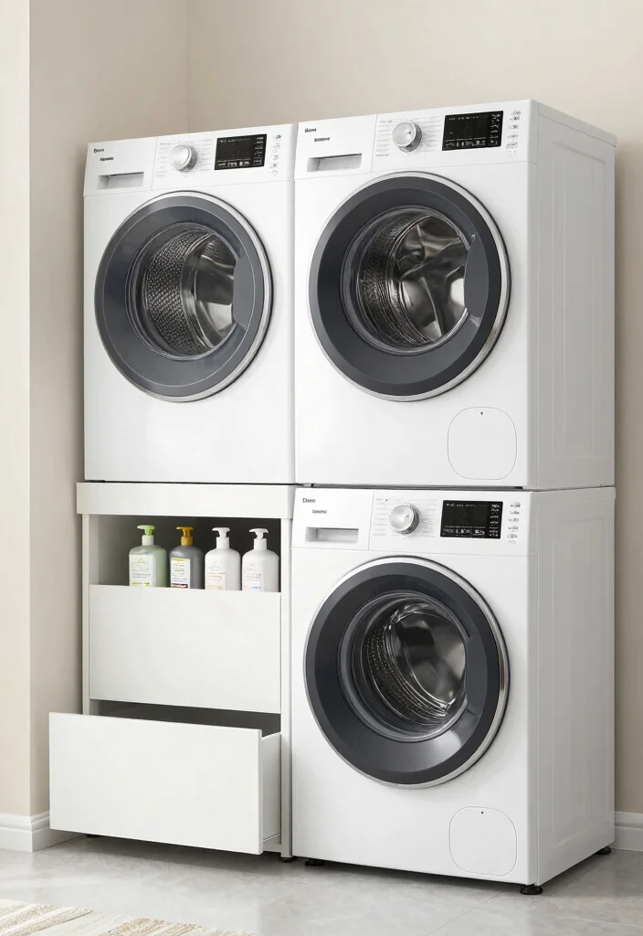 12 Small Laundry Room Ideas That Stay Organized and Bright 11. Utilize WasherDryer Pedestals 0