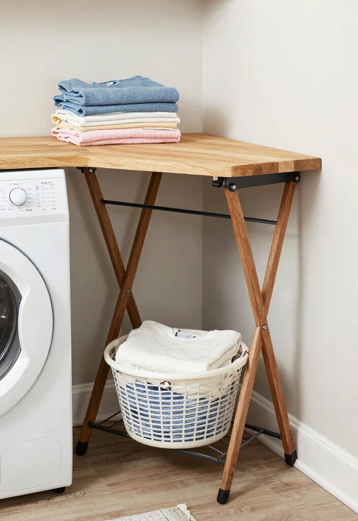 12 Small Laundry Room Ideas That Stay Organized and Bright 8. Functional Folding Stations 0