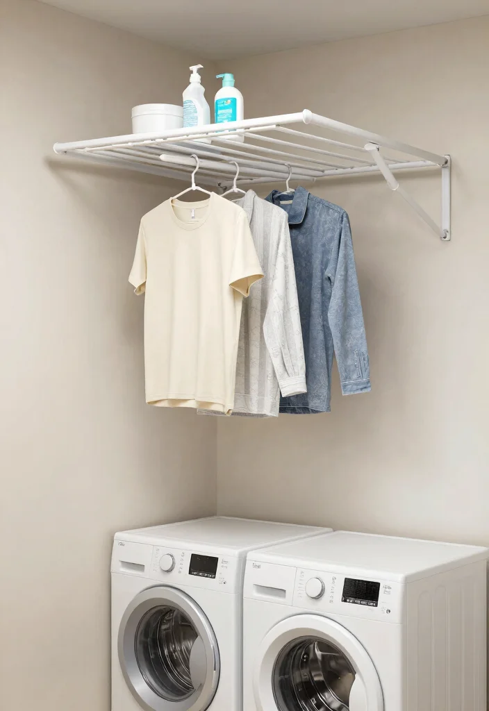 12 Tiny Laundry Room Ideas with Smart Storage Solutions 14 12 Tiny Laundry Room Ideas with Smart Storage Solutions 4. Wall Mounted Drying Racks 0
