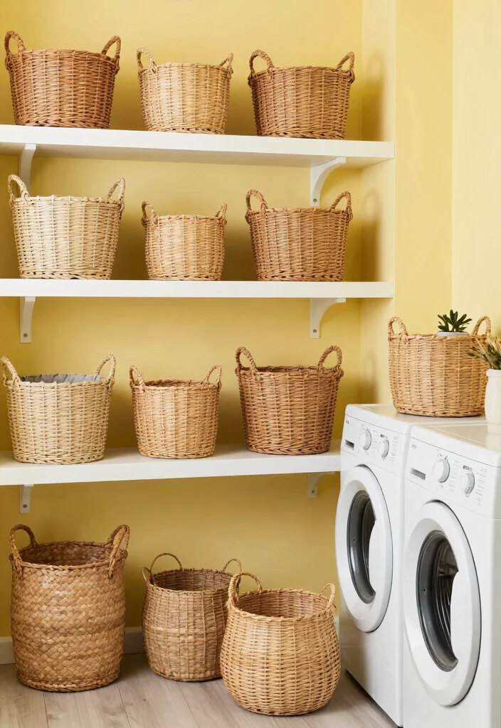 12 Tiny Laundry Room Ideas with Smart Storage Solutions 26 12 Tiny Laundry Room Ideas with Smart Storage Solutions 6. Chic Basket Solutions 0