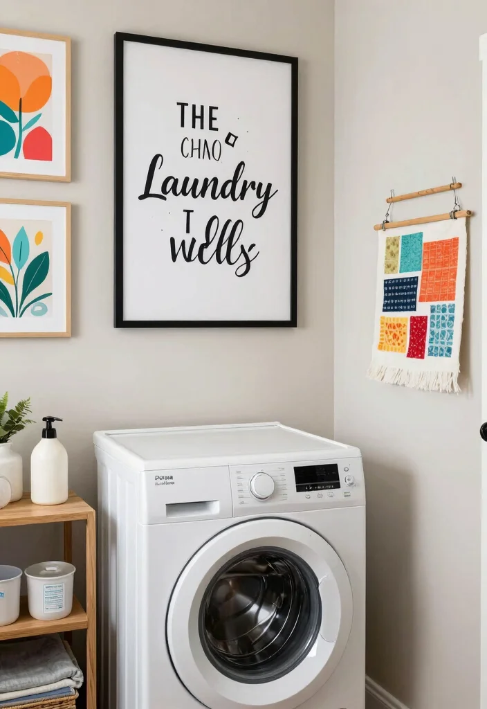 12 Top Load Washer Laundry Room Ideas with Easy Access 4. Chic Wall Art and Dcor 0