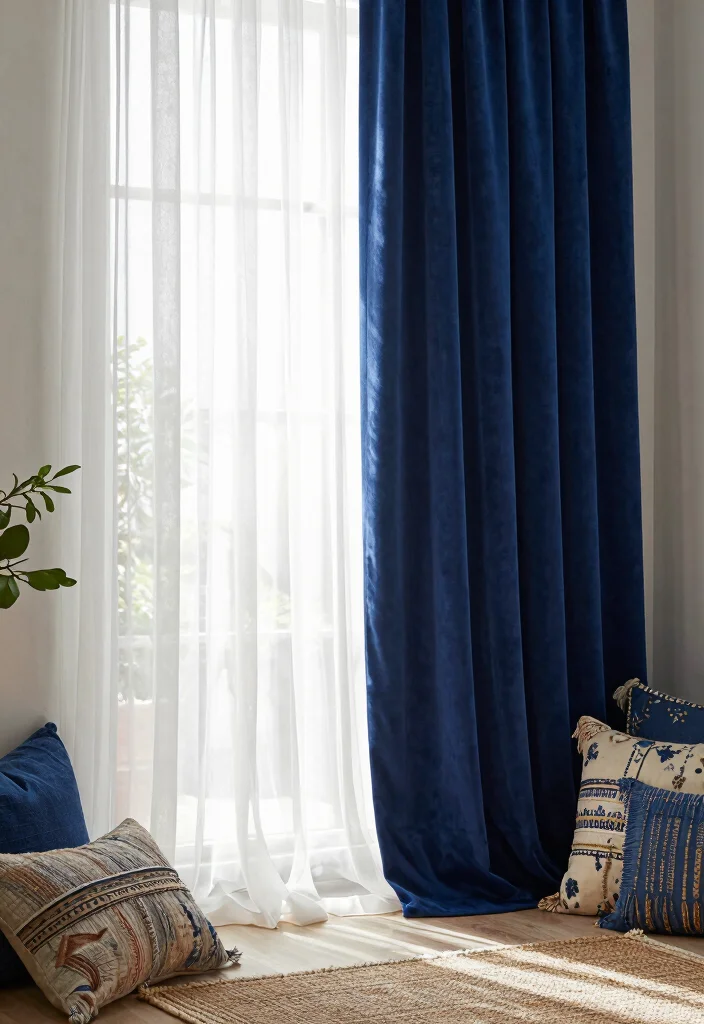 12 Voile Curtain Ideas for Light Airy and Dreamy Rooms 1. Layered Voile with Rich Fabrics 0