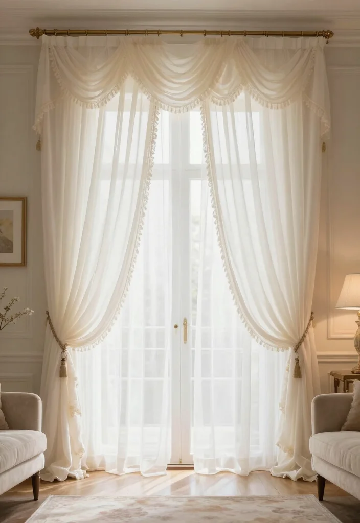 12 Voile Curtain Ideas for Light Airy and Dreamy Rooms 10. Voile Swags and Drapes 0