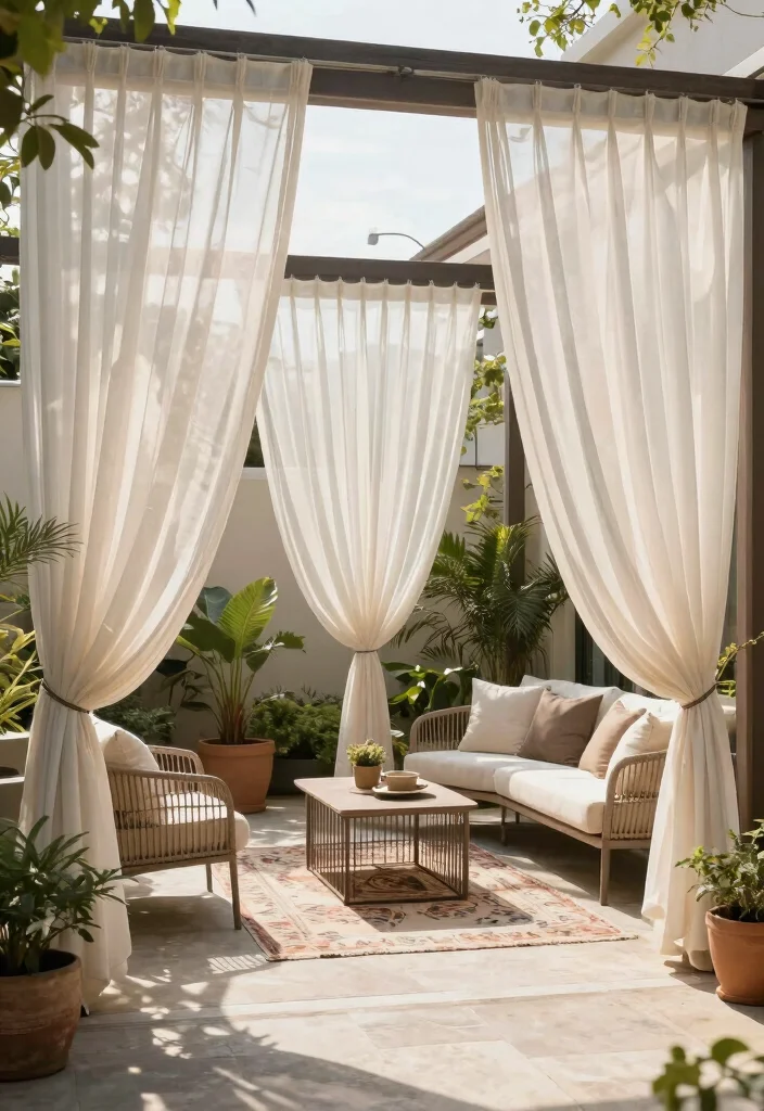 12 Voile Curtain Ideas for Light Airy and Dreamy Rooms 5. Voile Curtains for Outdoor Spaces 0