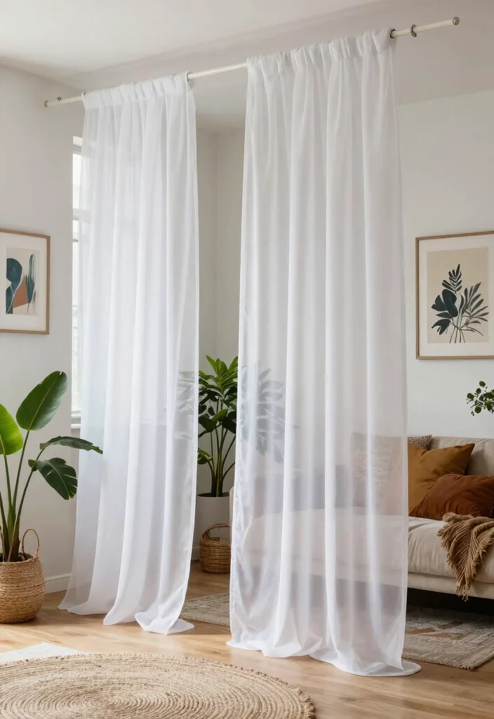 12 Voile Curtain Ideas for Light Airy and Dreamy Rooms 6. Voile Curtains as Room Dividers 0