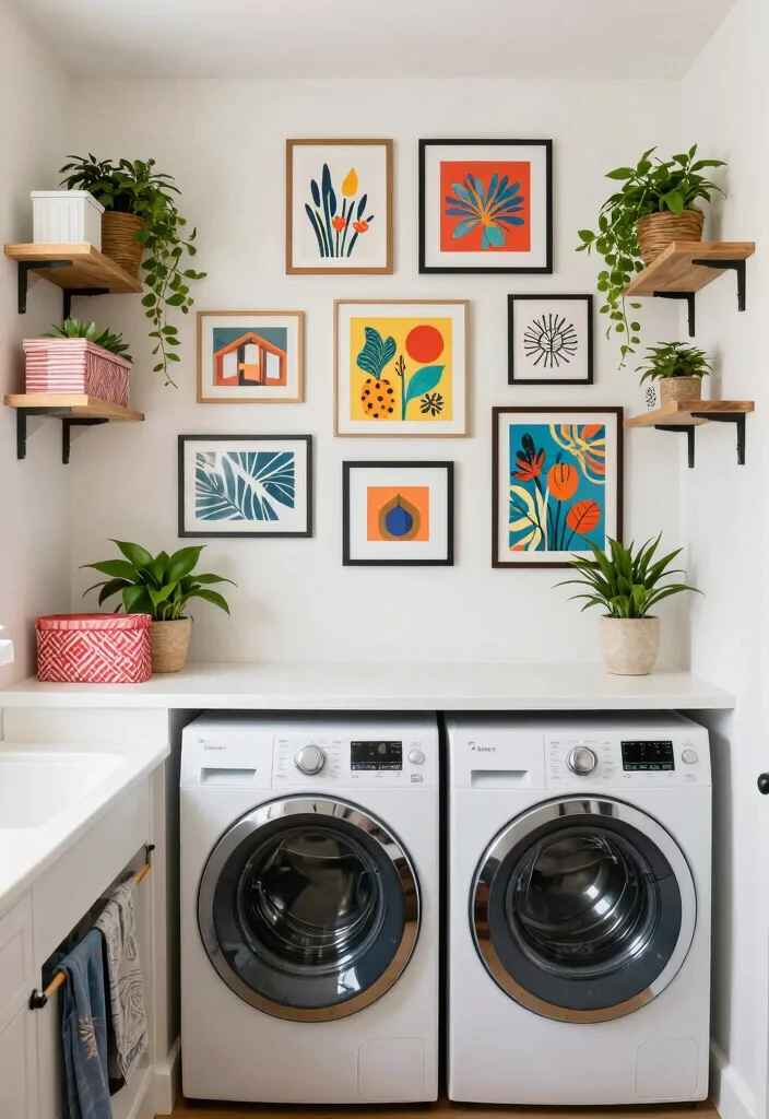 14 Basement Laundry Room Ideas That Feel Finished 6. Incorporating Art and Decor 0