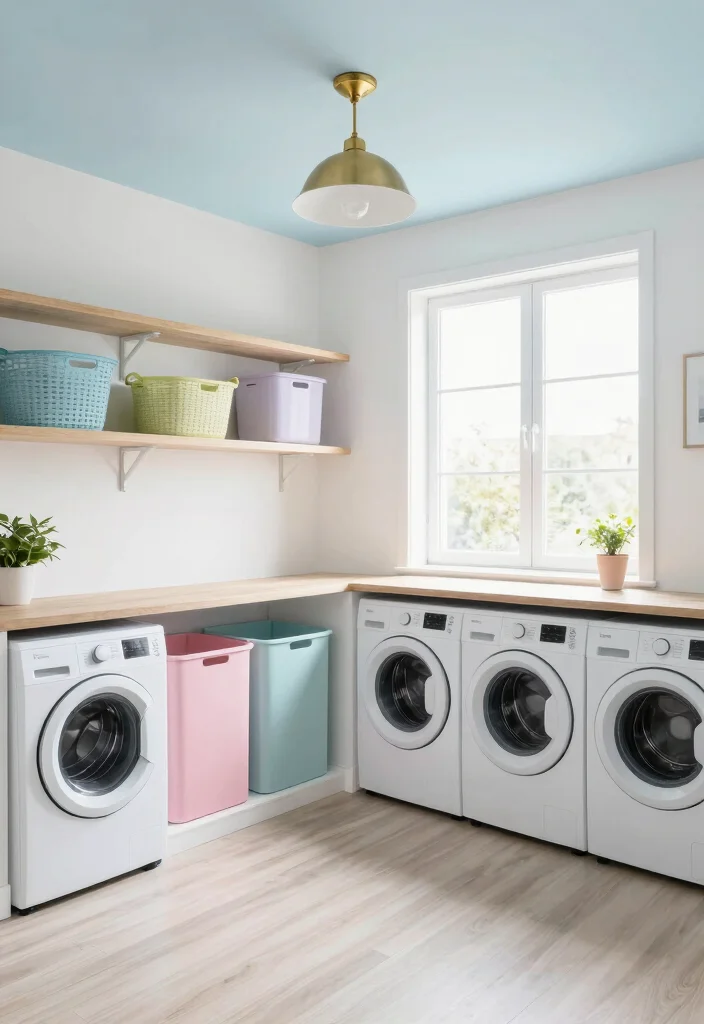 14 Basement Laundry Room Ideas Unfinished That Look Better 1. Bright and Airy Color Palette 0