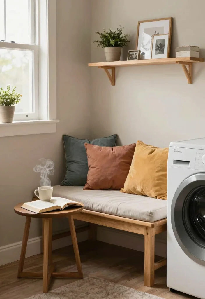 14 Basement Laundry Room Ideas Unfinished That Look Better 3. Cozy Seating Nook 0