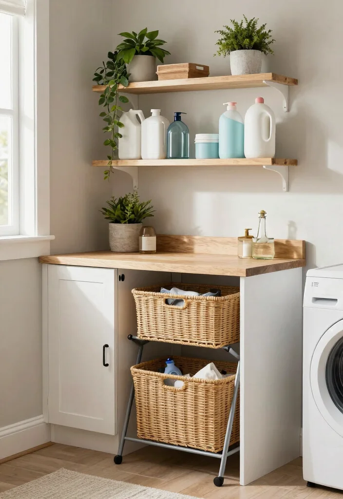 14 Basement Laundry Room Ideas Unfinished That Look Better 4. Stylish Folding Station 0