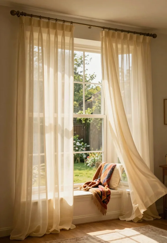 14 Bay Window Curtain Ideas That Frame Views Beautifully 1. Sheer Elegance 0