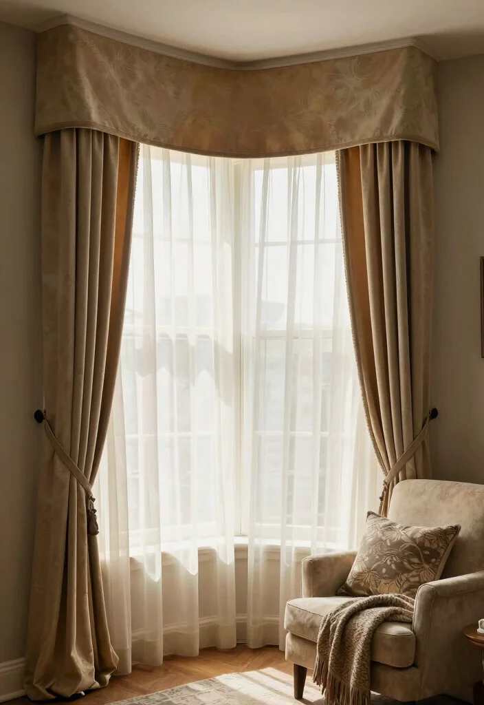 14 Bay Window Curtain Ideas That Frame Views Beautifully 4. Layered Textures 0