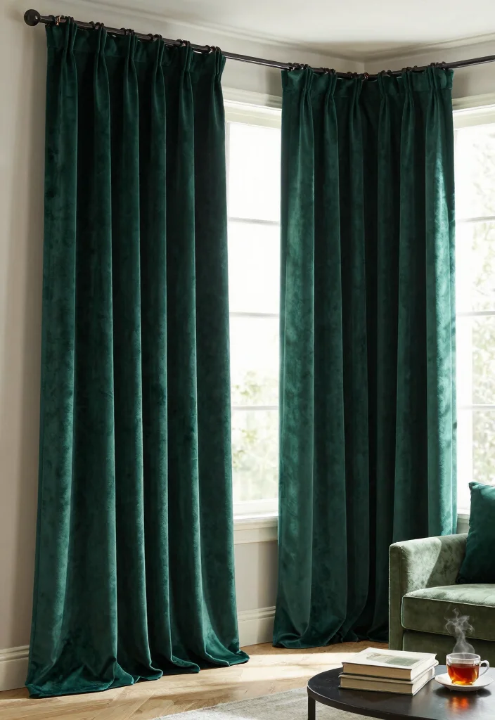 14 Bay Window Curtain Ideas That Frame Views Beautifully 6. Dramatic Floor Length Curtains 0