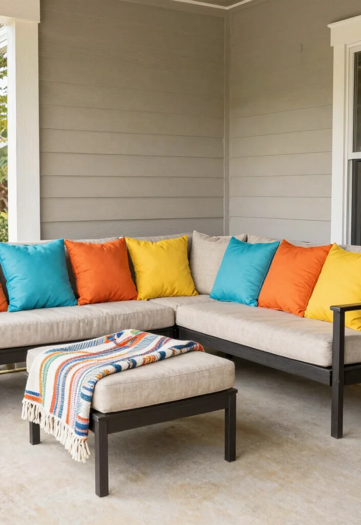 14 Covered Front Porch Ideas for Year Round Comfort 11. Weather Resistant Fabrics 0