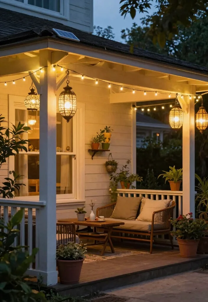 14 Covered Front Porch Ideas for Year Round Comfort 8. Sustainable Lighting Options 0