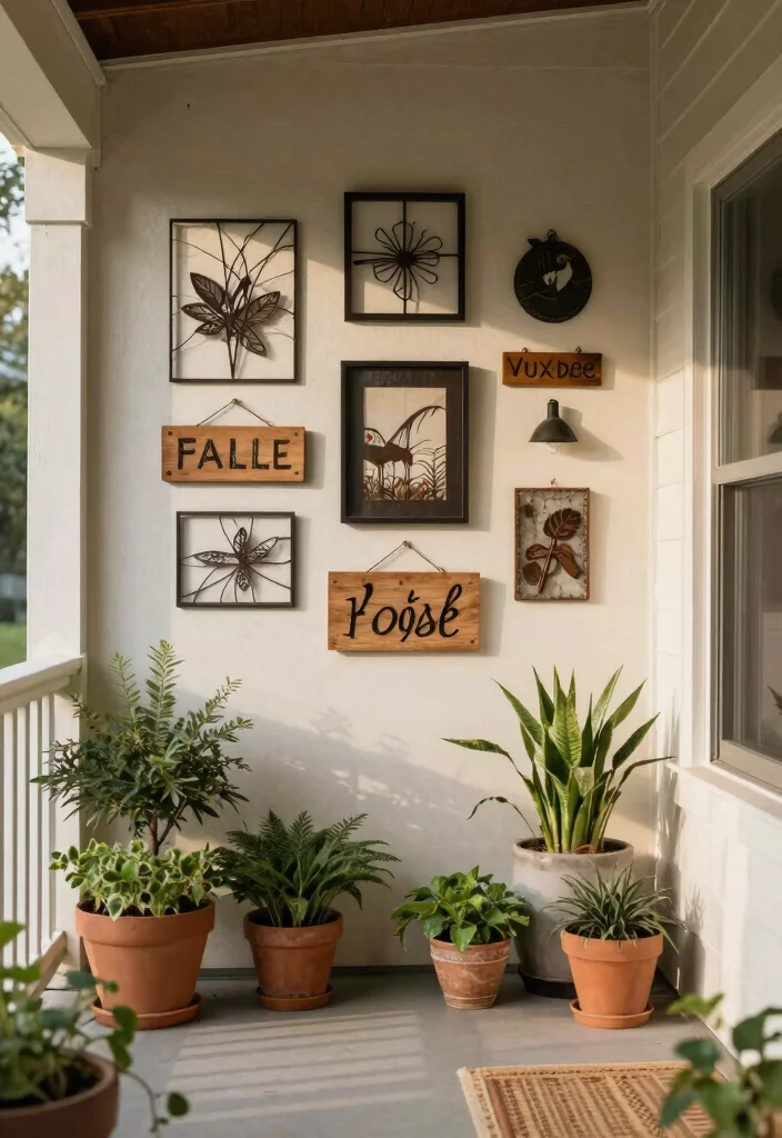 14 Cozy Front Porch Ideas for Morning Coffee and Evenings 12. Wall Art and Decor 0