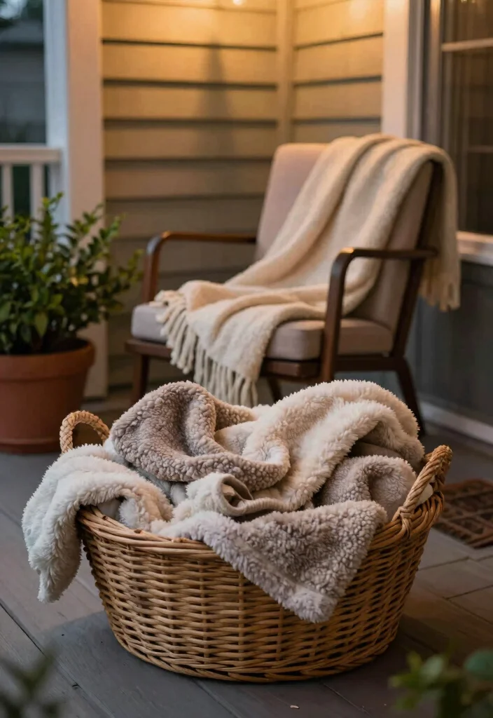 14 Cozy Front Porch Ideas for Morning Coffee and Evenings 14. Cozy Blankets and Throws 0