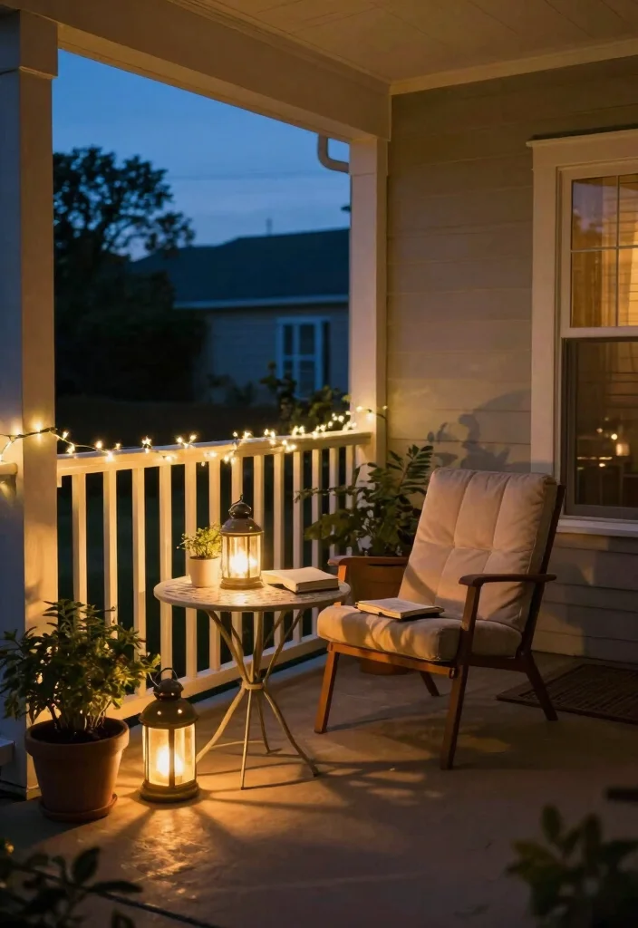 14 Cozy Front Porch Ideas for Morning Coffee and Evenings 3. Fairy Lights and Lanterns 0