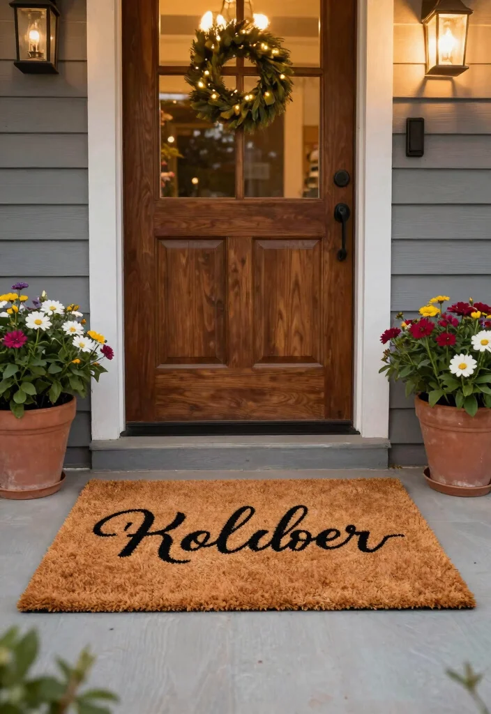 14 Cozy Front Porch Ideas for Morning Coffee and Evenings 7. Personalized Door Mat 0