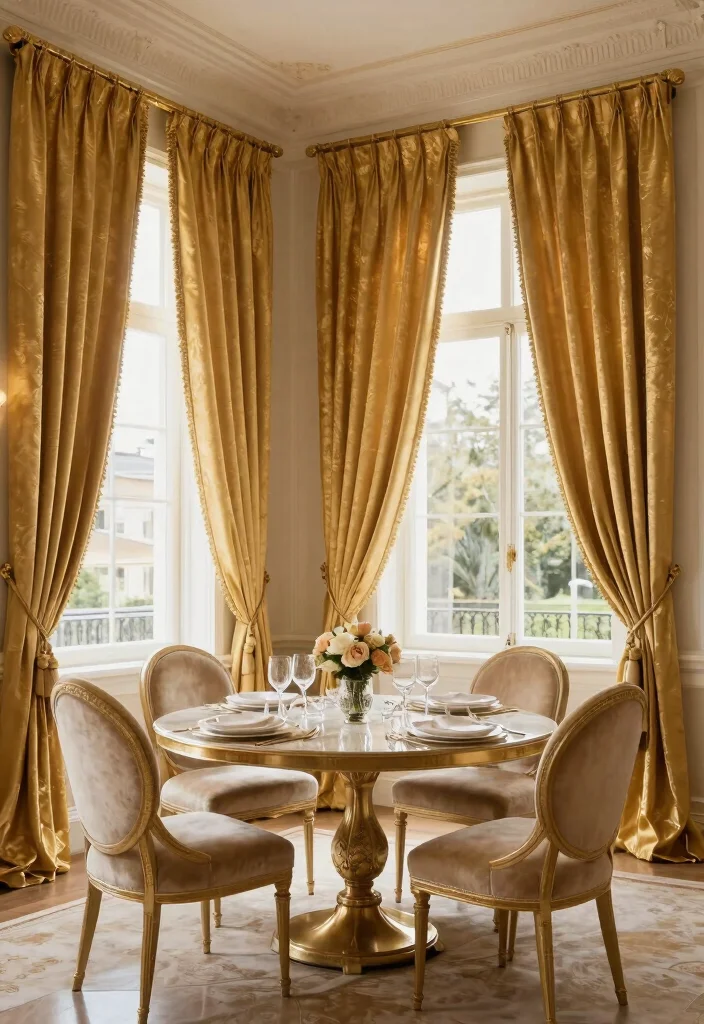 14 Curtain Color Ideas That Instantly Change the Room Mood 13. Radiant Golds 0