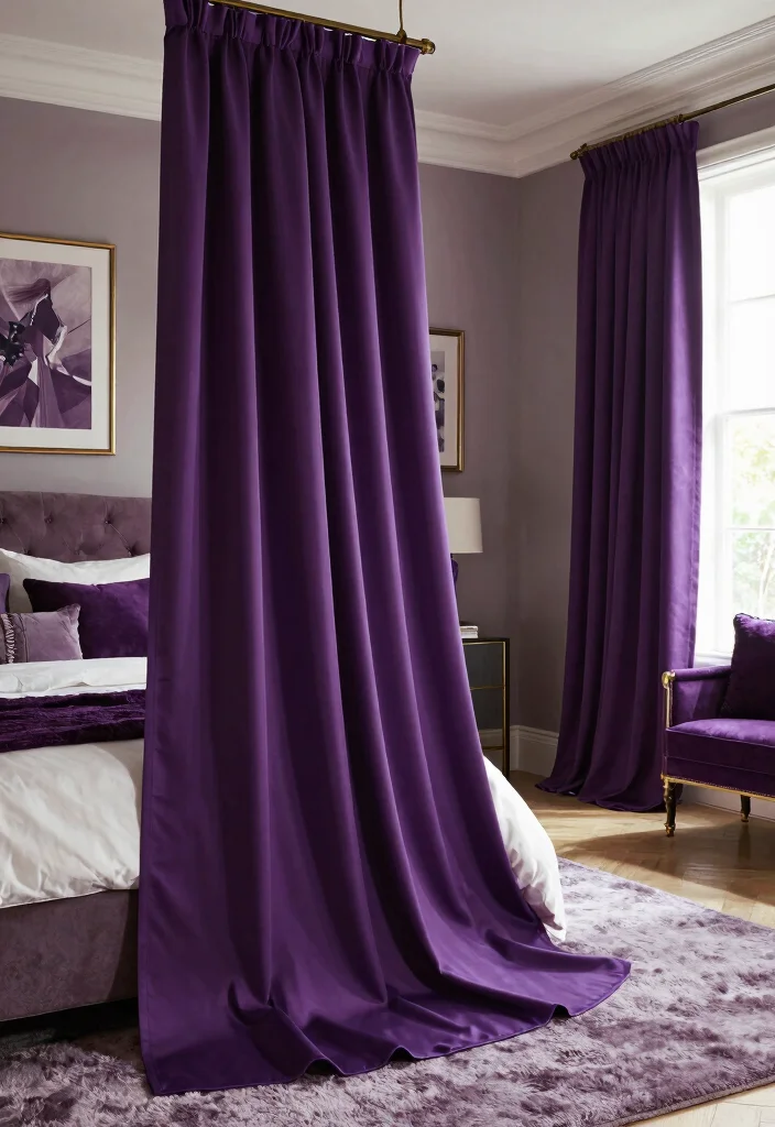 14 Curtain Color Ideas That Instantly Change the Room Mood 14. Rich Purples 0