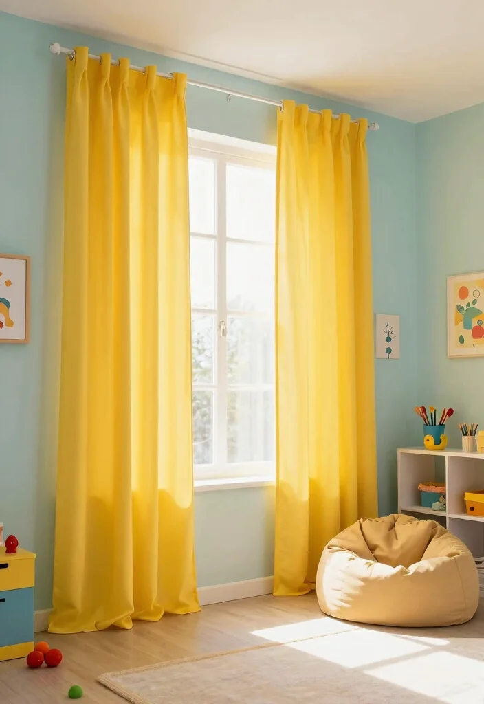 14 Curtain Color Ideas That Instantly Change the Room Mood 3. Energetic Yellows 0